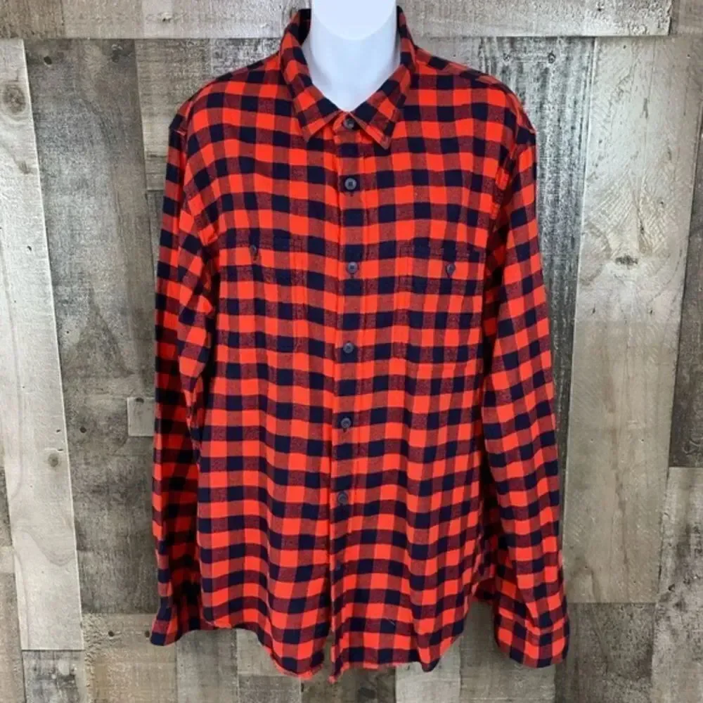 ✨2xHP✨J.Crew Slim Flannel Red Black Buffalo Plaid Shirt✨